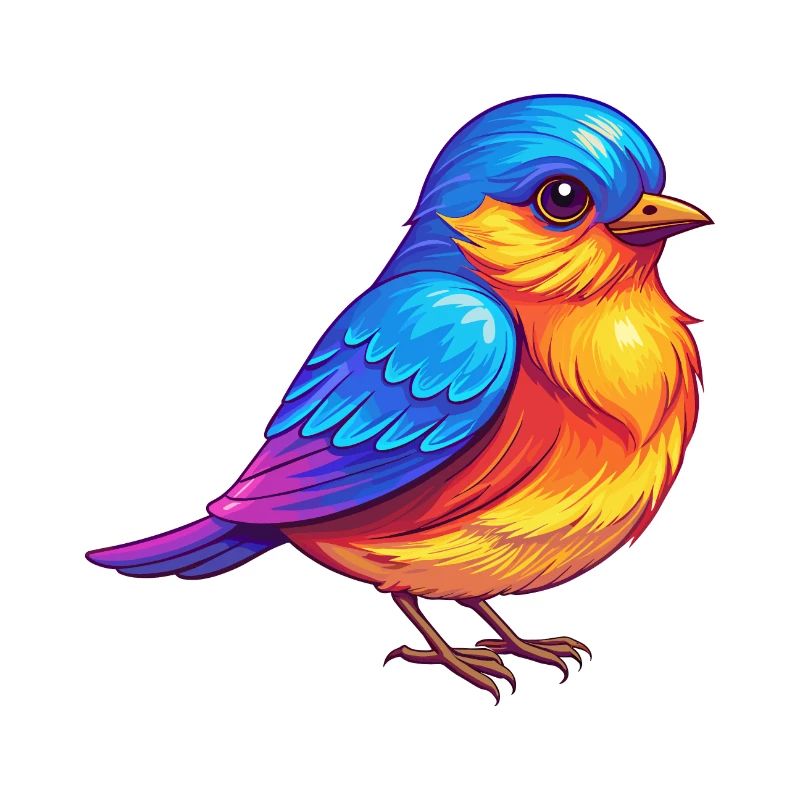 Oiseau bleu de l’Est Oiseau de dessin animé kawaii coloré