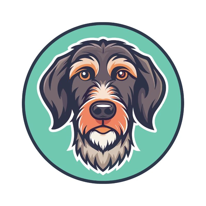 German Roughhaired Pointer Dog Breed Funny Cartoon