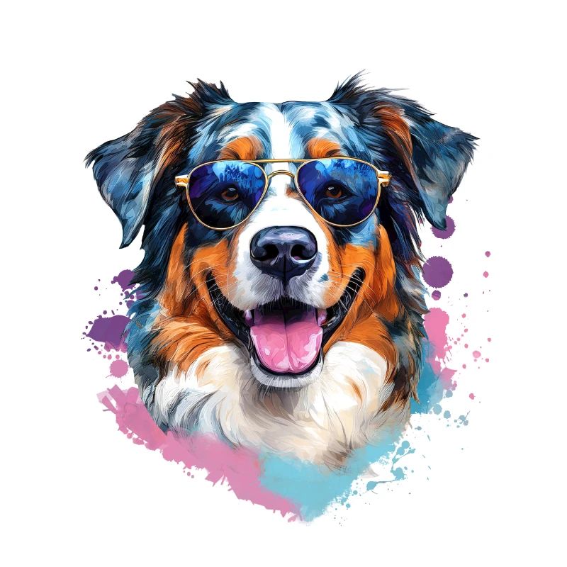 Australian Shepherd mit Sonnenbrille