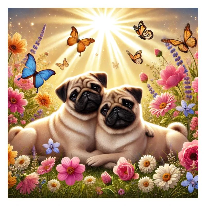 Conception d’amoureux des chiens carlin changeant dans le ciel