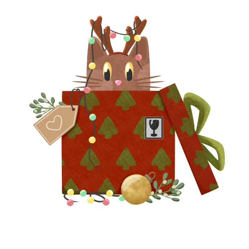 Chat en cadeau de Noël