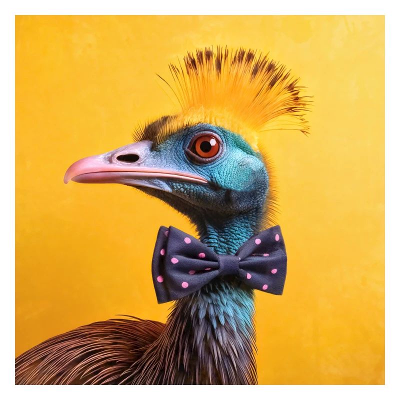 Blauer Vogel mit Fliege