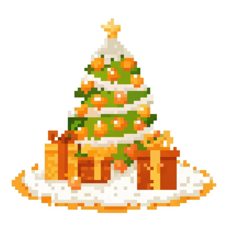 Pixelkunst Tannenbaum mit Geschenken
