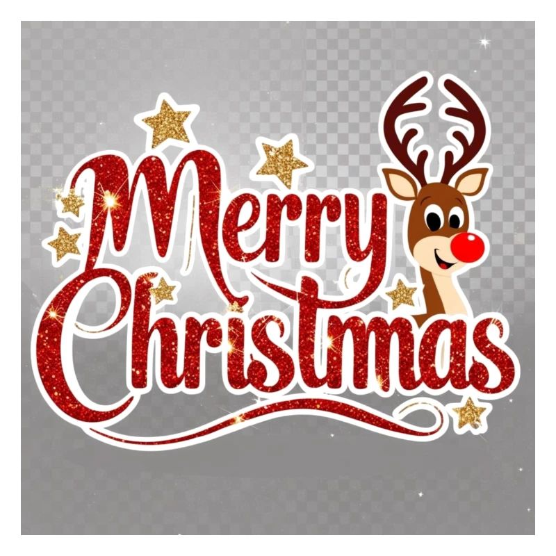 Merry Christmas Reindeer Glitter Script