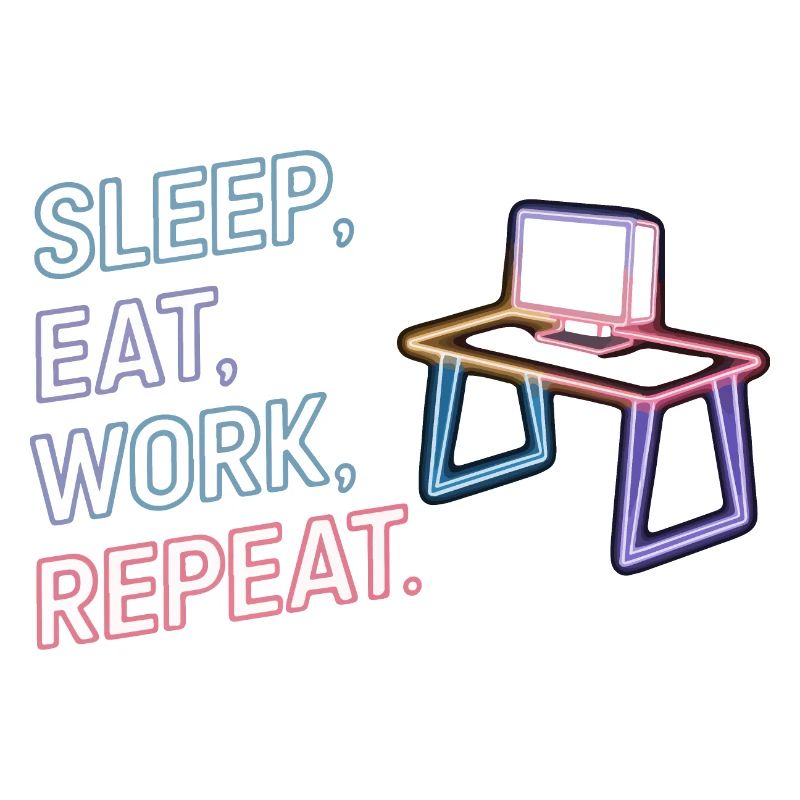 Dormir Manger Travailler Répéter Design au néon