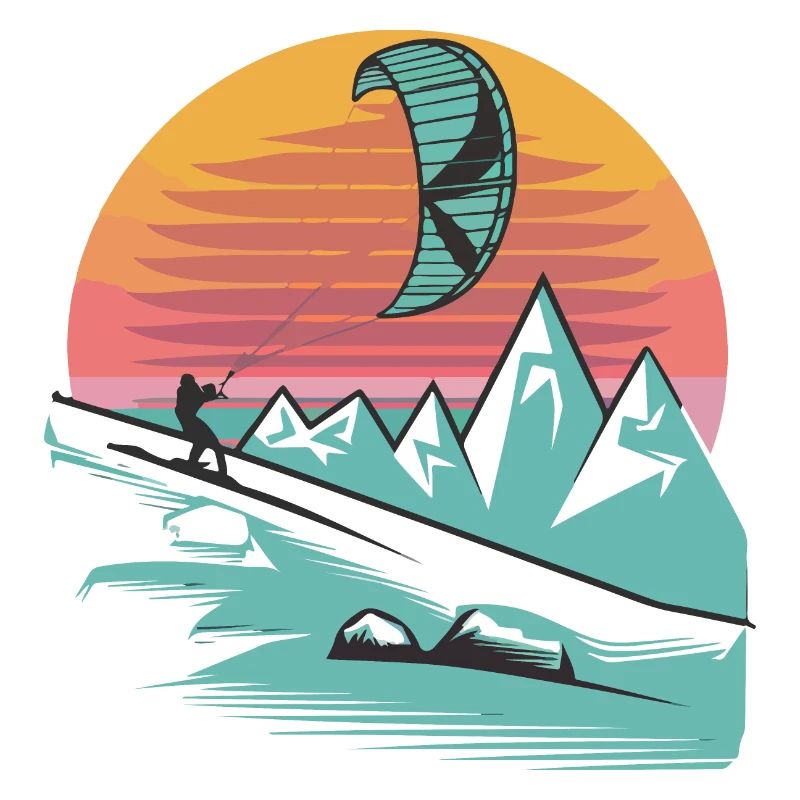 Snowkiting Minimalist Sunset