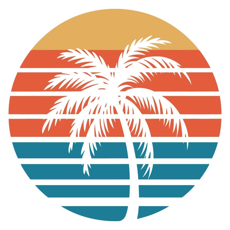 Palm Sunset Retro Circle