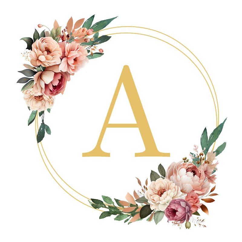 A Monogram, Flower Wreath, Personalizable