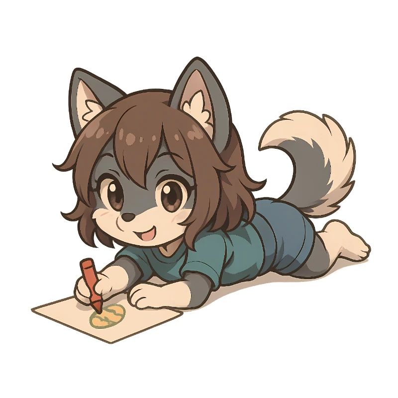 Chibi Wolf Pup – Zeichnendes Wolfs-Kind Motiv