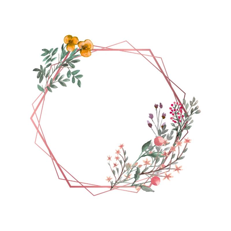 Sechseck mit Blumen verziert