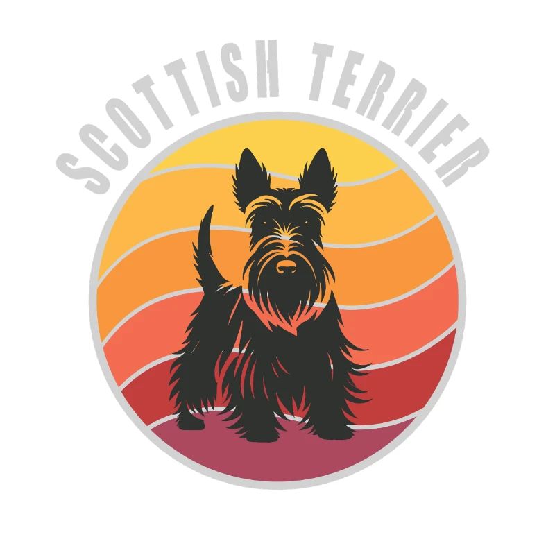 Vintage Scottish Terrier Sunset