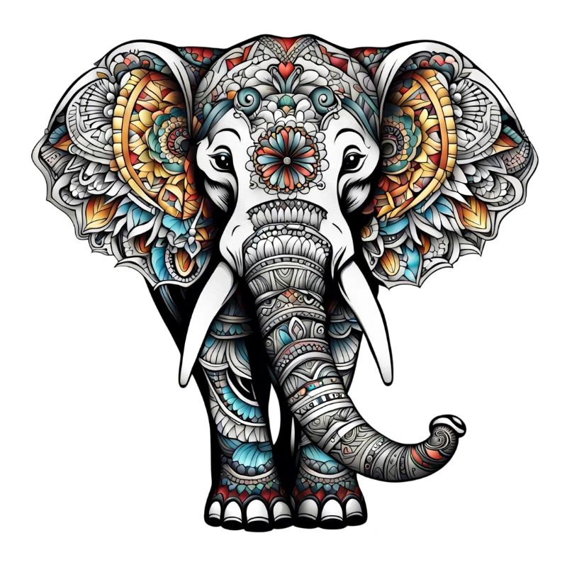 Éléphant coloré dans le style de tatouage