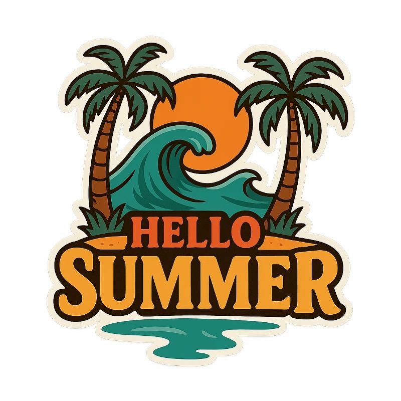 Hello Summer Tropical Wave Badge