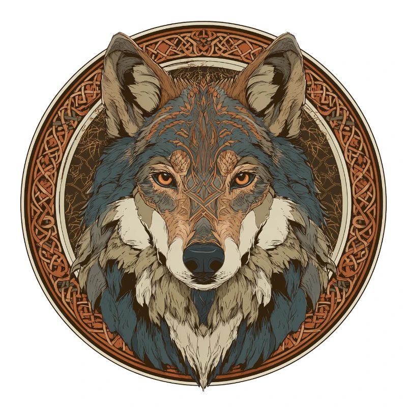 Legendary wolf with Celtic pattern
