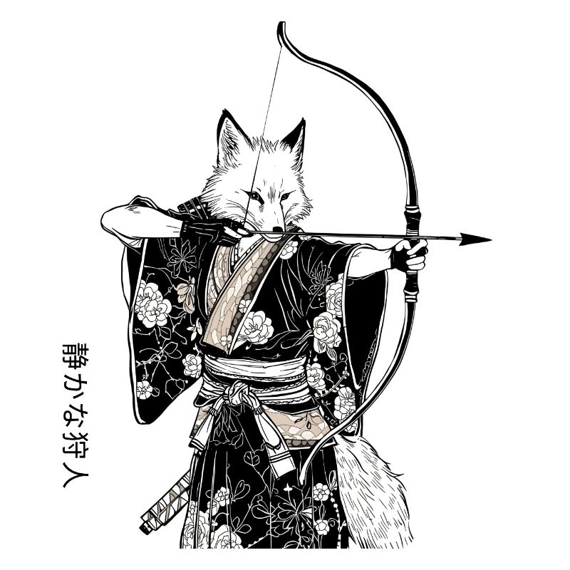 Samurai Fuchs mit Bogen – Ukiyo-e Japan Art