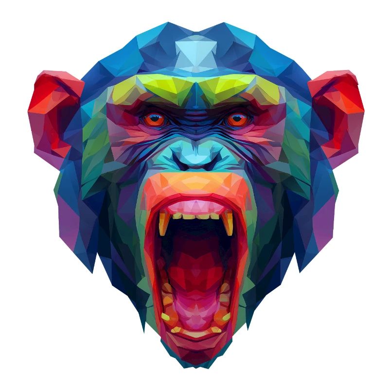 Tête de singe polygone coloré