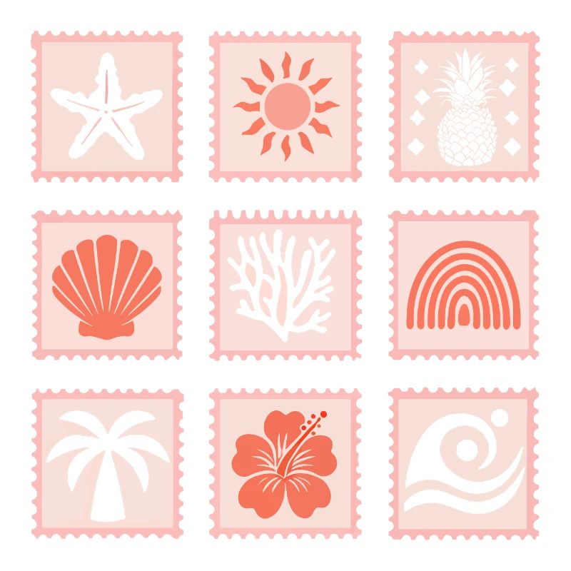 Collage de timbres nature