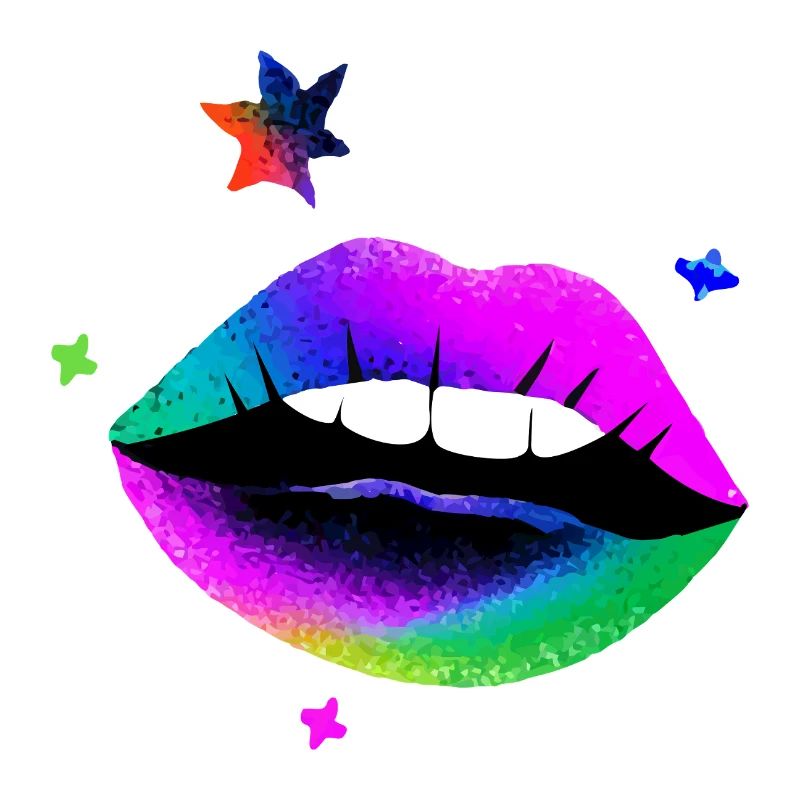 Lèvres arc-en-ciel Pop Art Neon