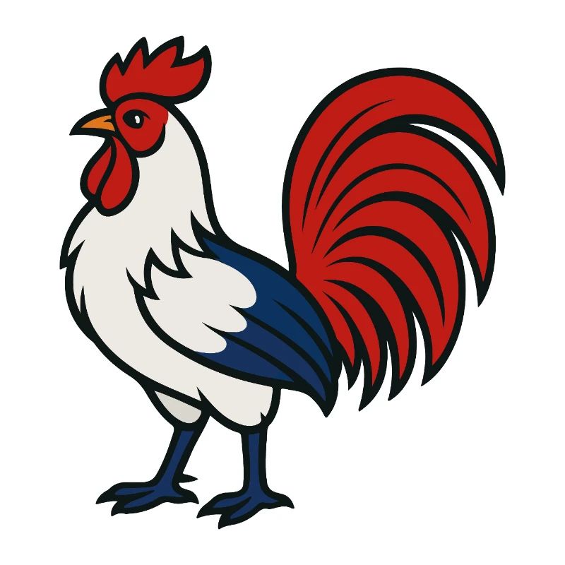 Coq français - Couleur du drapeau Bleu Blanc Rouge