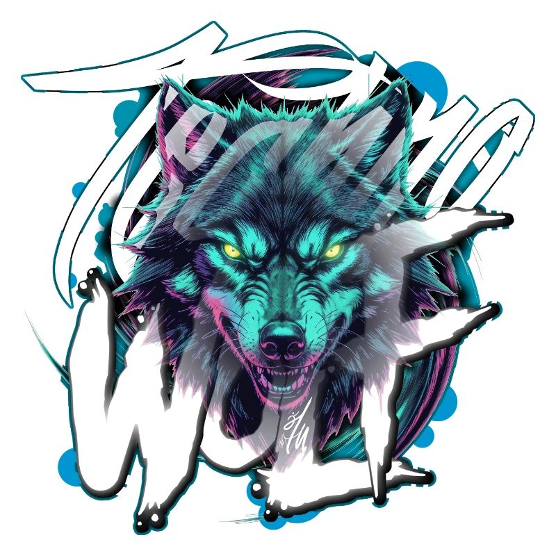 Neon Techno Wolf Head–Rave Wolf
