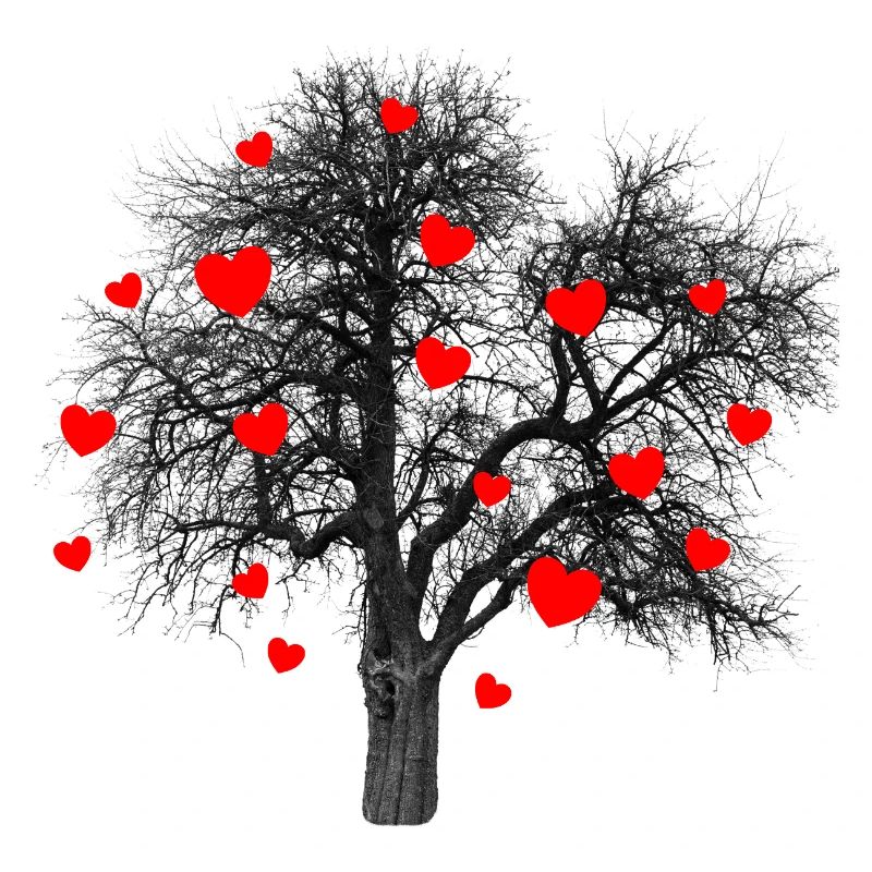 Red Hearts Tree with Hearts
