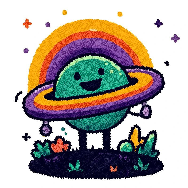 Colorful planet with ring