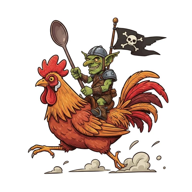 Cavalier gobelin sur un coq