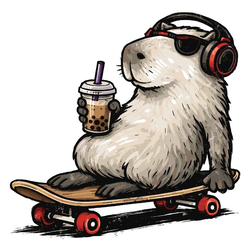 Capybara Skateboard Bubble Tea