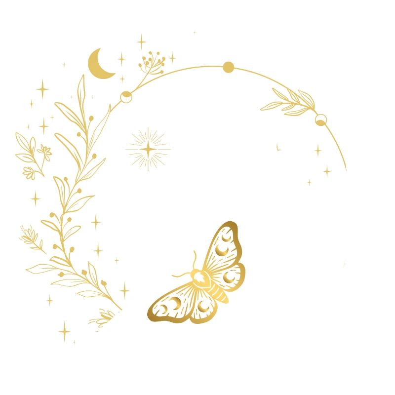 Golden Moon Leaves Circle Frame