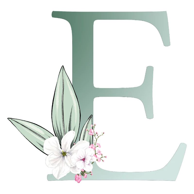 E Monogram, Floral, Customizable