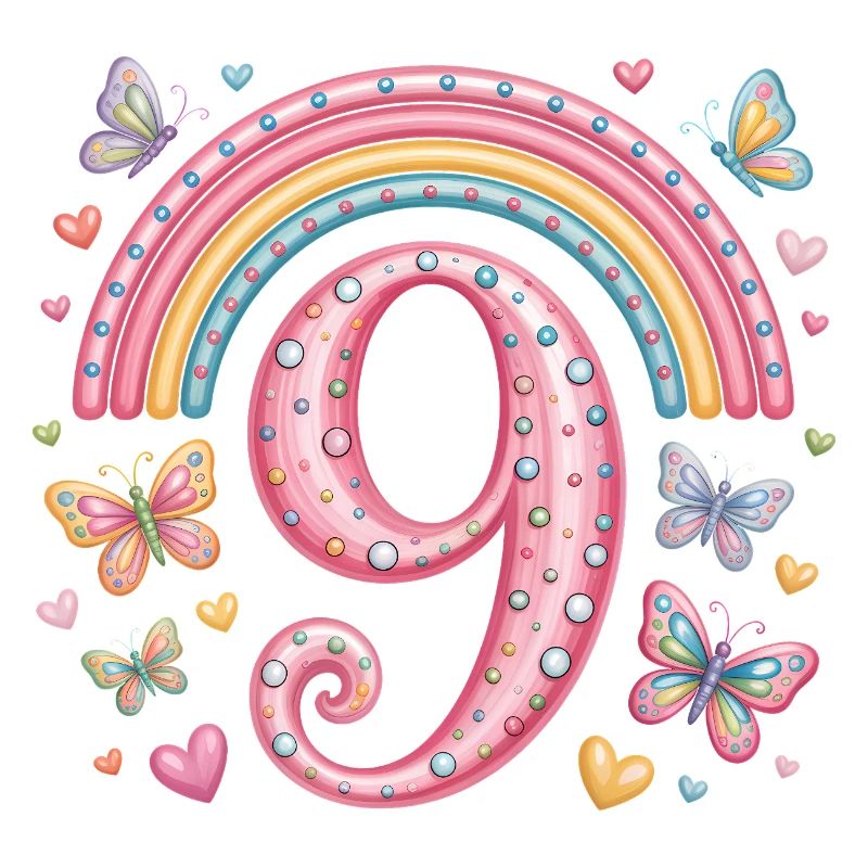 Regenbogen Schmetterling 9. Geburtstag Mädchen