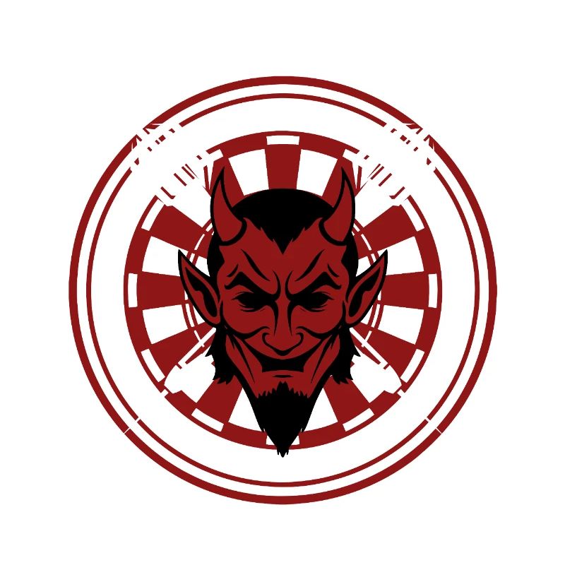 Darts, bullseye, dartboard and devil.