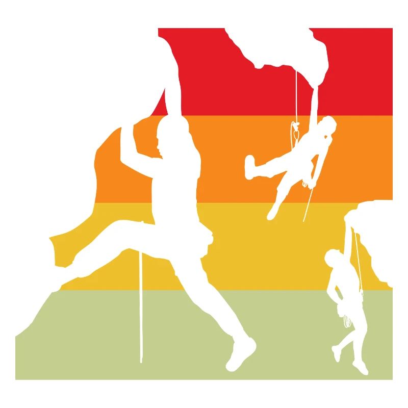 Retro Sunset Climber Silhouettes