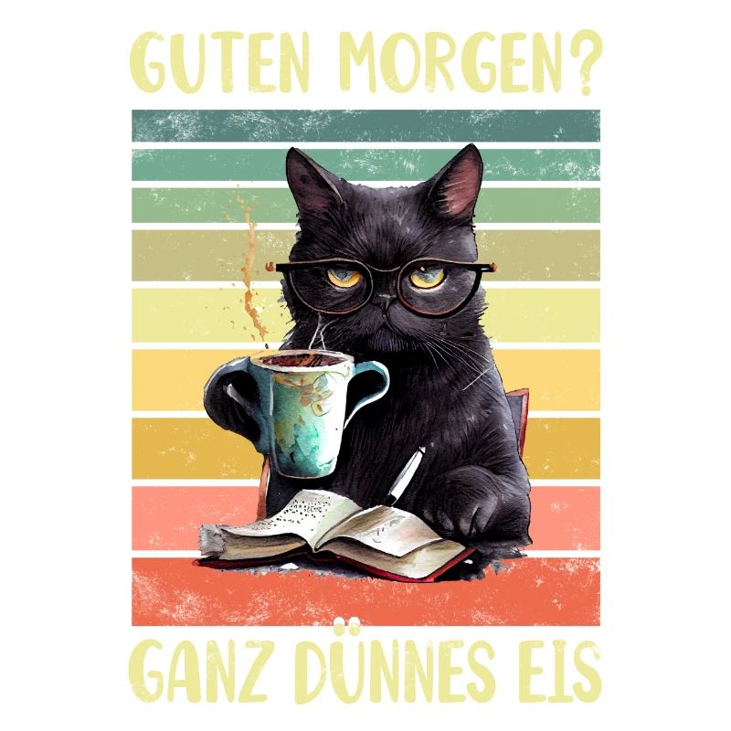 Schwarze Katze Morgenmuffel