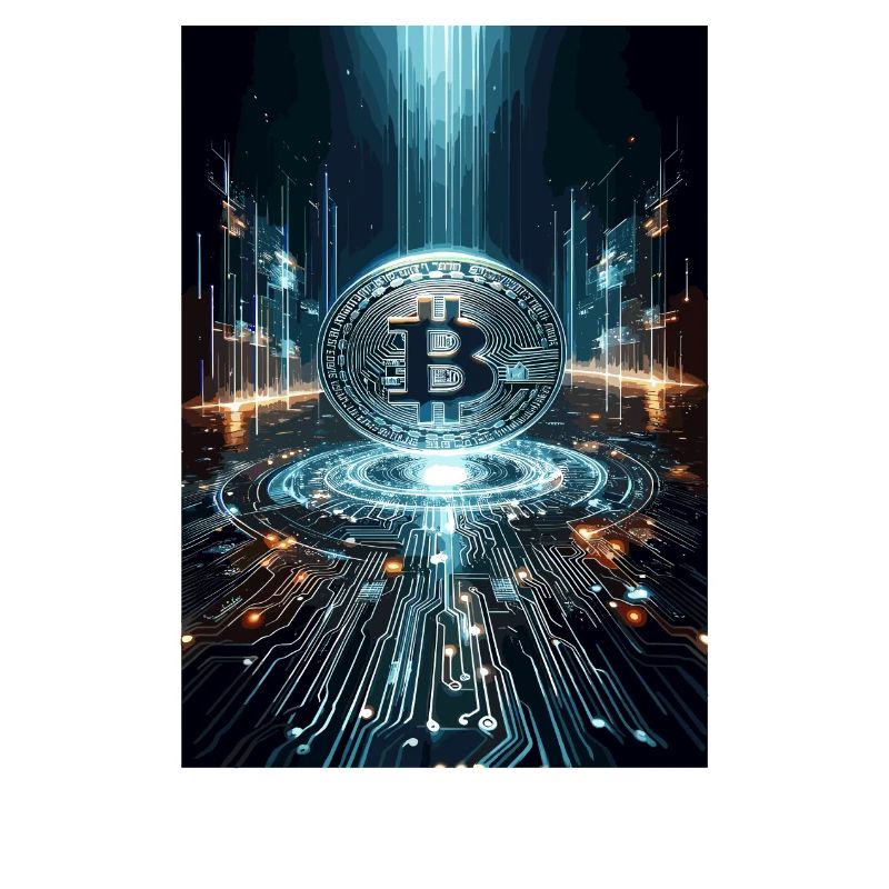 Futuristisches Bitcoin Digital Artwork