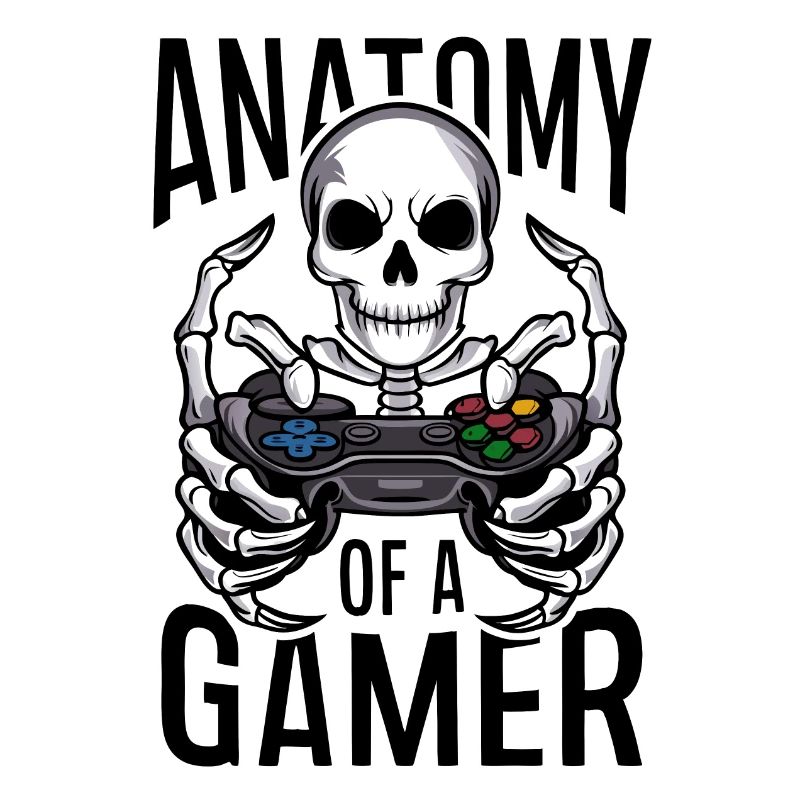 Gamer Skeleton mit Gamecontroller