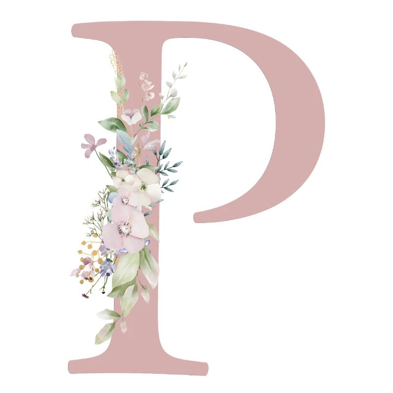 P Monogram, Floral, Customizable