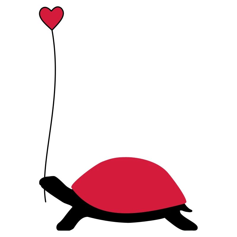 Turtle with heart balloon