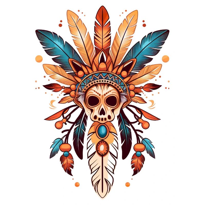 Sun Feathers Skull