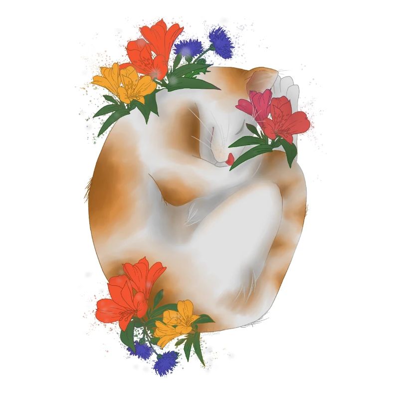 Chat et fleurs