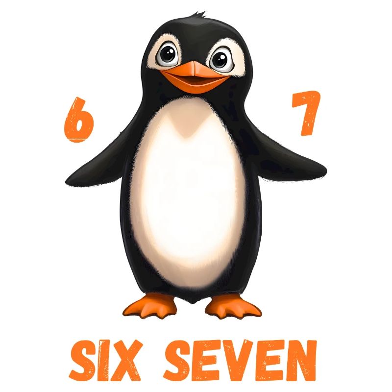 Six Seven 67 Pinguin Lustig Meme Design