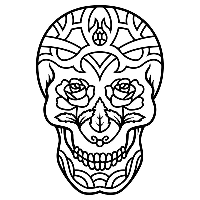 Decorated skull with roses