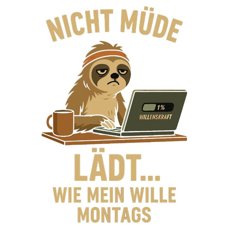 Faultier Spruch: Nicht müde, lädt montags