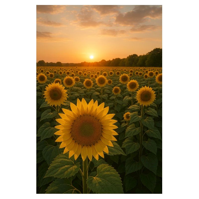 Sunflower fields at sunset