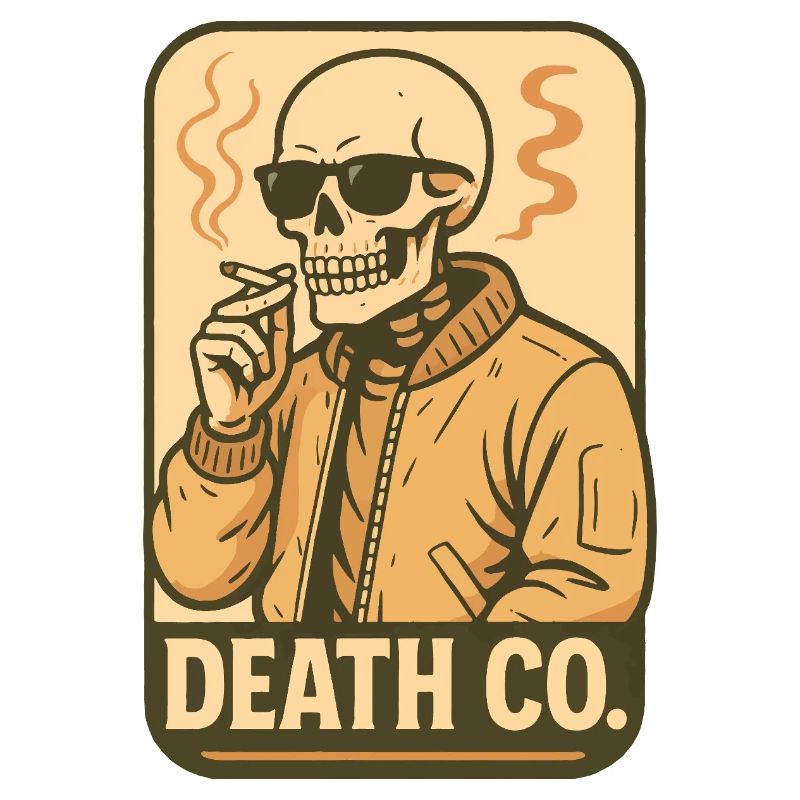 Skeleton Smoking in Bomber Jacket