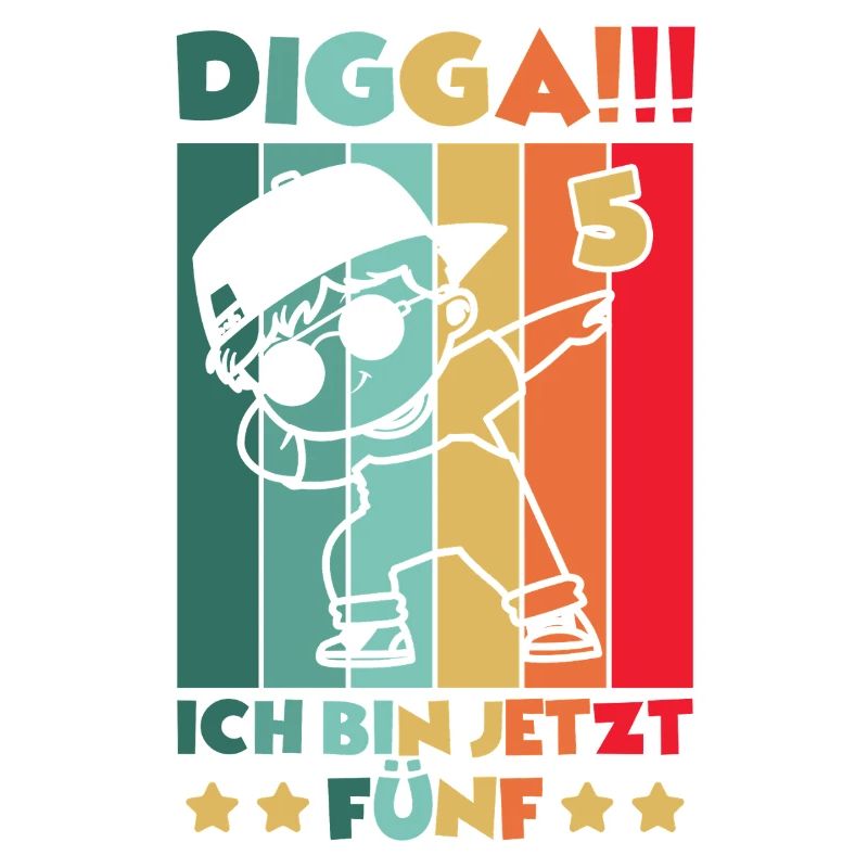 Digga Ich Bin 5 Jahre 5 Geburtstag Dabbing Junge