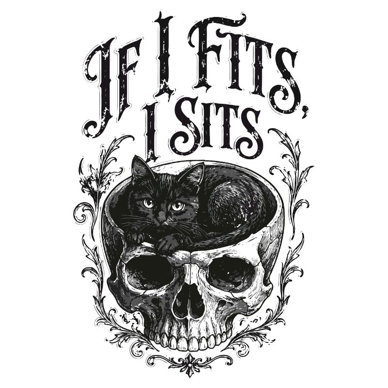 Chat dans un crâne : design de tatouage à l’ancienne