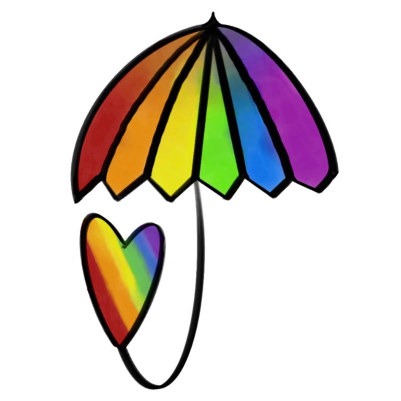 Regenbogen Herz mit Schirm