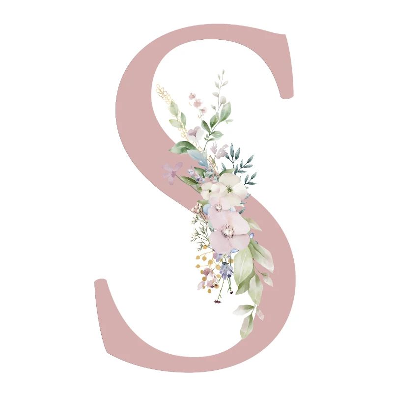 S Monogram, Floral, Personalizable