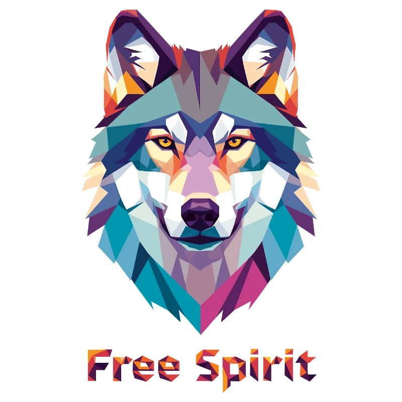 Geomorphic wolf with color explosion